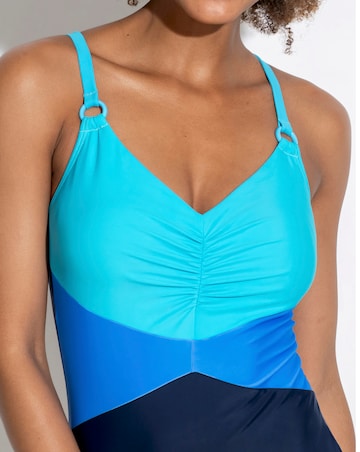 Pour Moi Brighton V Neck Tummy Control Swimsuit Aqua Tropic