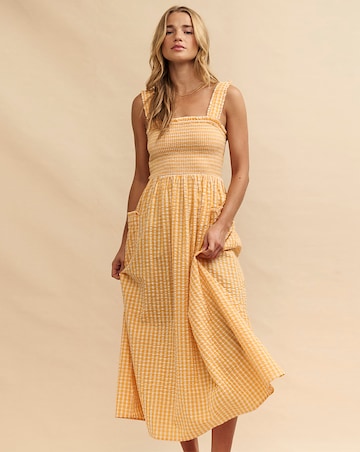 Nobody's Child Yellow Gingham Dionne Midi Dress