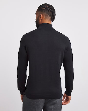 Black Cotton Roll Neck
