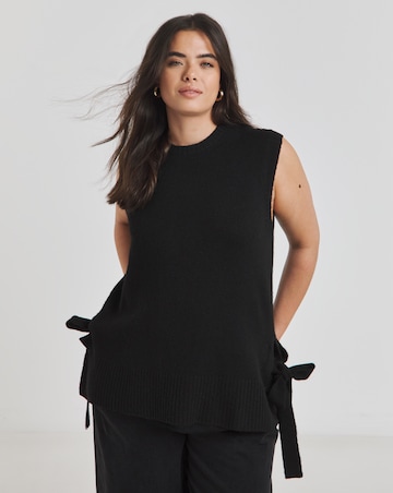 Simply Be Black Tie Side Knitted Vest