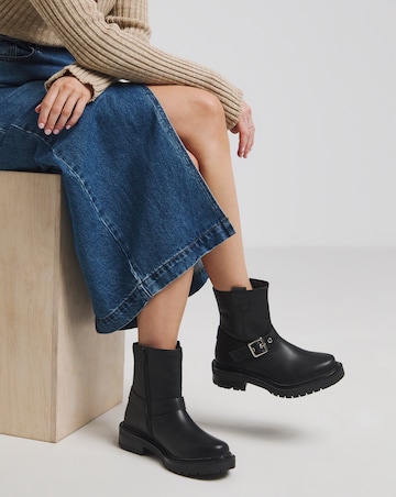 Vada Classic Multi Buckle Biker Boots - Wide Fit (E)