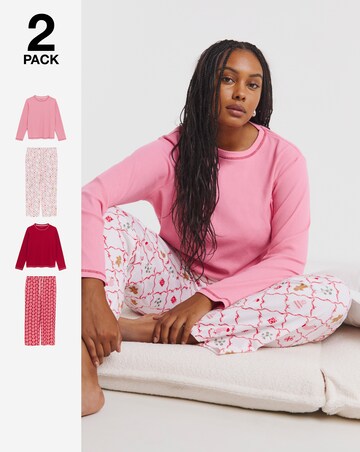 Simply Be (2 Pack) Christmas Ribbed Pyjama Sets