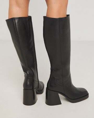 Gingerly Leather Platform Knee High Boots Wide E Fit Standard Calf