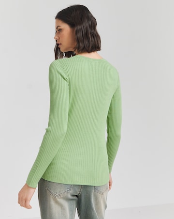 Simply Be Green Long Sleeve Rib Crew Neck Jumper