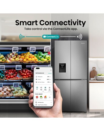 Hisense RQ5P470SMIE 80cm American 4 Door Fridge Freezer - Black