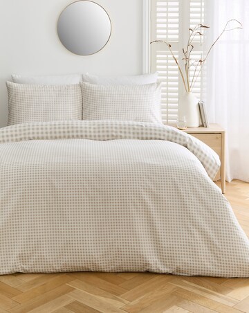 Gingham Cotton Blend Reversible Duvet Cover Set
