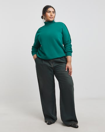 Dark Green Roll Neck Sweatshirt