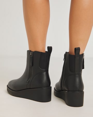 Rene Zip Detail Wedge Ankle Boots Extra Wide EEE Fit