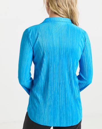 Blue Plisse Button Down Shirt