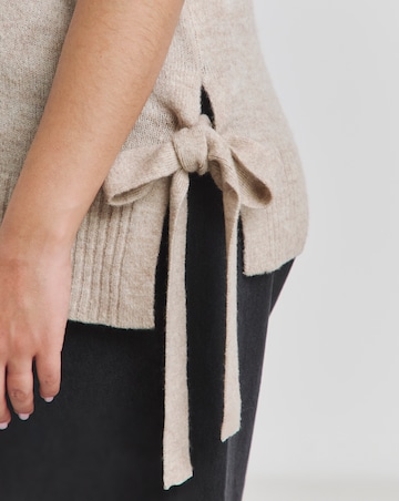 Simply Be Oatmeal Tie Side Knitted Vest