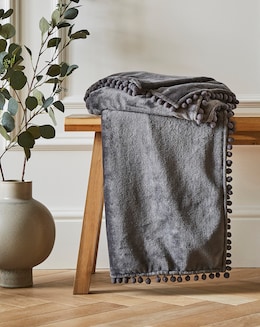Pom Pom Soft Fleece Throw