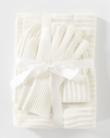 Sequin Detail Scarf, Hat & Glove Set