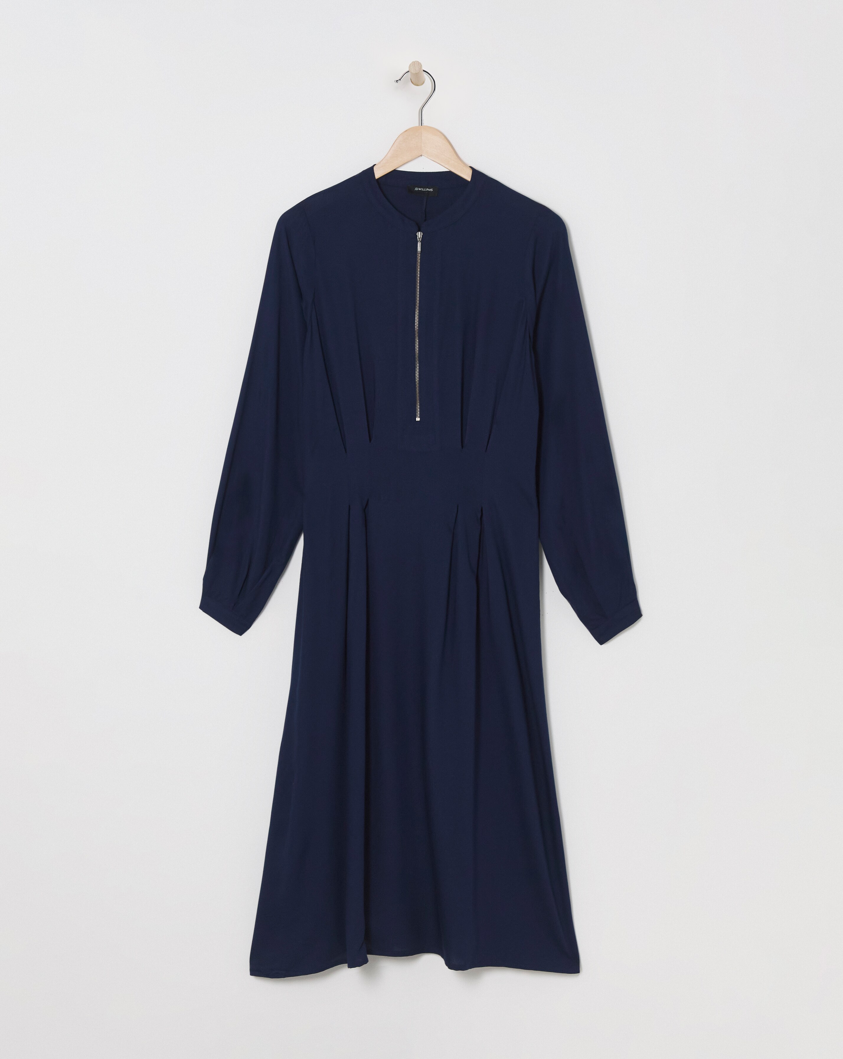 Midi Shirt Dress With Quarter Front Zip