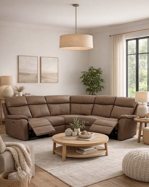 Aspire Kingsmere Leather Power Recliner Corner Sofa