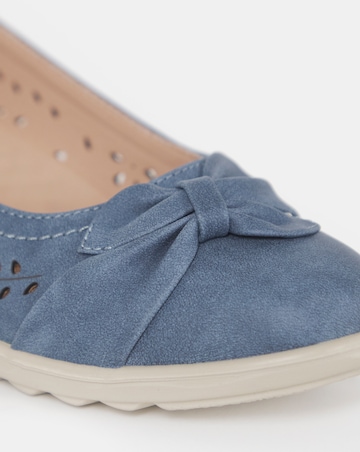 Cushion Walk Navy Cut-Out Wedge Ballerinas - Extra Wide Fit (EEE)