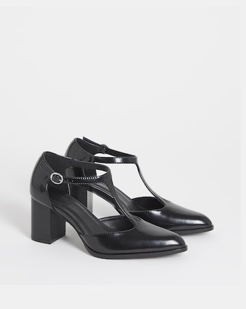 Cora Two Part T Bar Heeled Shoes - Wide Fit (E)