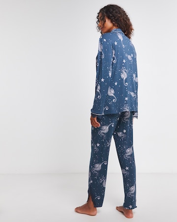 Viscose and Lace Button Through Pyjama Set