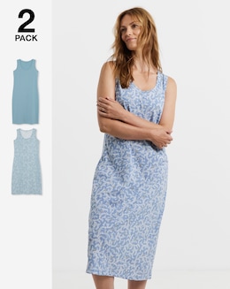 JD Williams (2 Pack) Value Midi Nighties Leaf Print