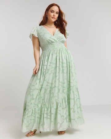 Lovedrobe Devore Flutter Sleeve Maxi Dress