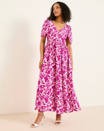 Fatface Copper & Black Marlow Flute Sleeve Dress