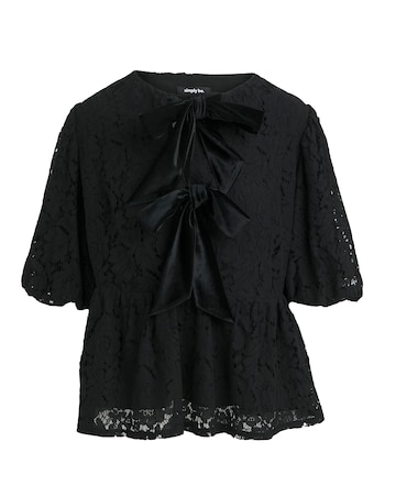 Lace Velour Bow Blouse