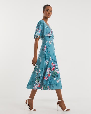 Joanna Hope Floral Print Angel Sleeve Dress