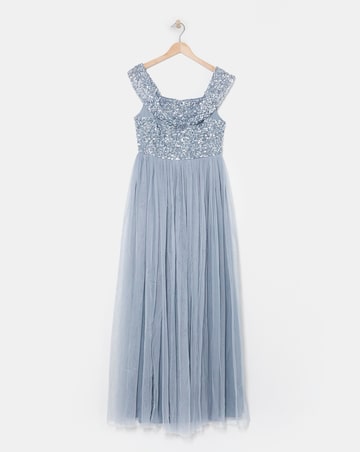 Maya Bardot Sequin Embellishment Tulle Maxi Dress