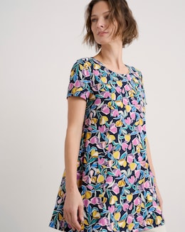 Seasalt Cornwall Screenprint Tunic Collaged Tulips Maritime