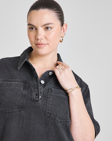 Black Boxy Denim Short Dress