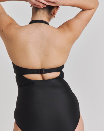 Figleaves Tailor Twist Underwired Halter Tummy Control Swimsuit - Longer Length