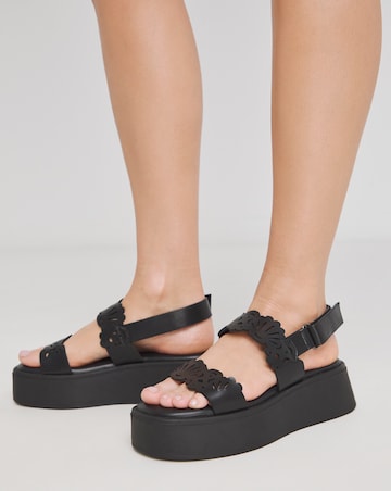 Simply Be Crystal Laser Cut Strap Flatform Sandals - Extra Wide Fit (EEE)