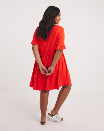 Orange Supersoft Jersey Frill Smock Dress