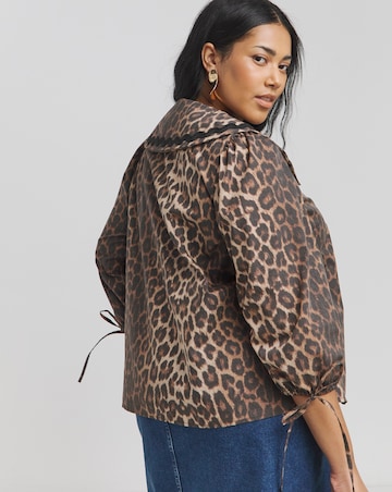 Leopard Oversized Collared Blouse