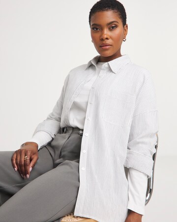 Washed Stripe Cotton Mix Long Sleeved Shirt