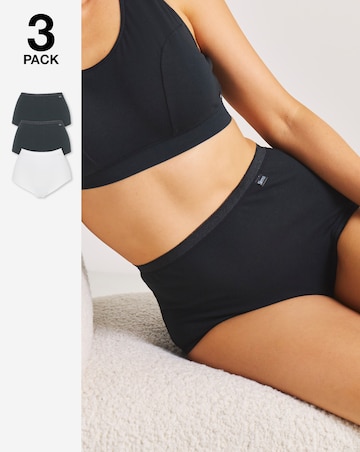 Slimma (3 Pack) Cotton Full Brief Knickers Black/White