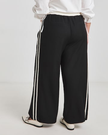 Simply Be Black and White Contrast Waist Side Stripe Trouser