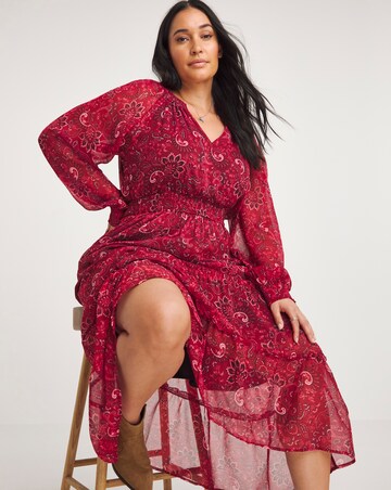 Joe Browns Red Radiant Paisley Chiffon Dress