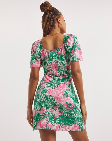 Simply Be Tropical Floral Print Twist Front Skater Dress