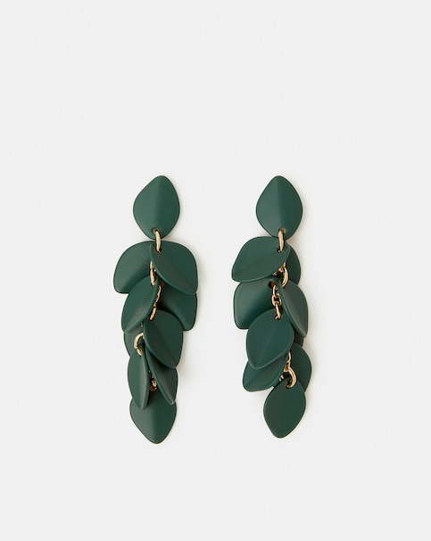 Accessorize Enamel Willow Leaf Drop Earrings