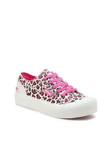 Rocket Dog Pink Leopard Jazzin Plus Lace Up Canvas Trainers