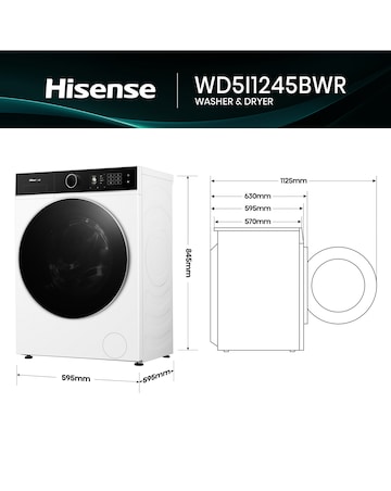 Hisense KitchenFit 5i Series WD5I1245BWR 12kg/8kg Washer Dryer - White