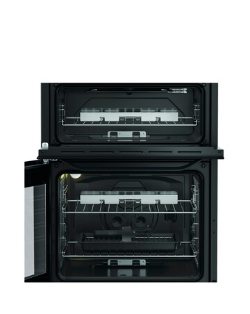 Hotpoint HTG6GDCB1 60cm Gas Twin Cooker with Glass Lid - Black + Install