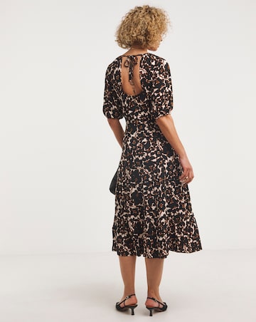 Open Tie Back Midi Jersey Smock Dress