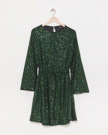 Green Sequin Skater Dress