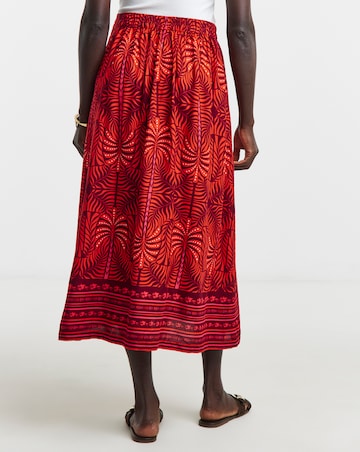 Printed Linen A Line Skirt