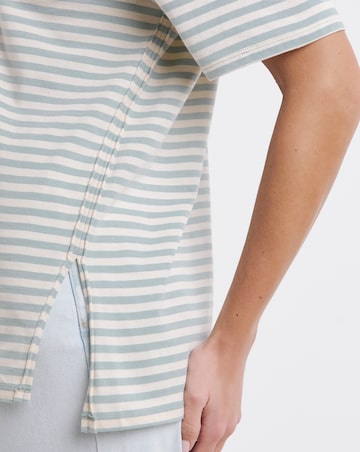 Simply Be Sage & Ecru Oversized Slouchy V Neck T-Shirt