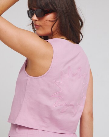 Native Youth Lilac Linen Mix Waistcoat