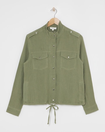 Green Textured Utility Jacket