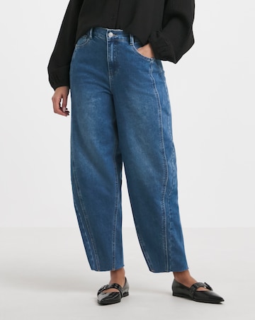 Simply Be Mid Wash Barrel Leg Jean