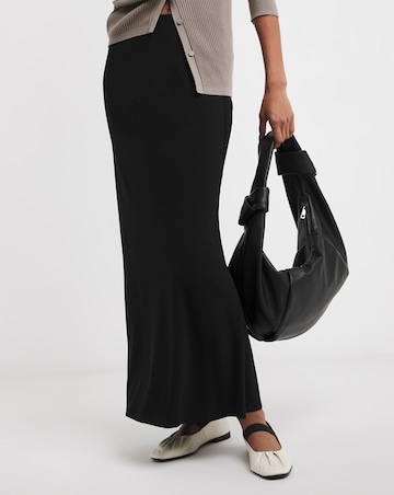 Black Slinky Jersey Pull On Maxi Slip Skirt